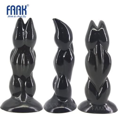 Original FAAK 19.5*6cm double head dildo, body of wave penis with suction cup, no smell for masturbation, sex toys for women