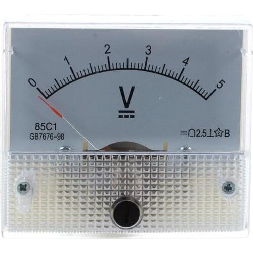 Direct Current 0-5 V White Voltmeter Analog Panel Meter