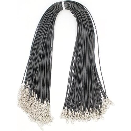 100pcs 45cm adjustable leather wax rope DIY hand-woven rope pendant necklace jewelry lobster clasp jewelry making
