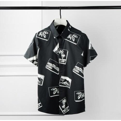 Luxury Flower Men Shirt Fashion 100% Cotton Solid Color Men Shirt Short Sleeve Camisa Masculina Mens Shirts Casual Slim Fit 4XL