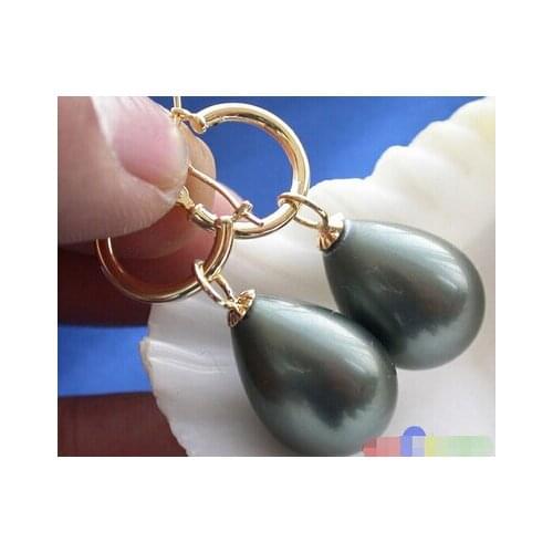 DRIP BLACK SOUTH SEA SHELL PEARL DANGLE EARRING p1999>Lovely Fine Nobility Ladys Womens EarringsLuxury Ms. girl Wedding