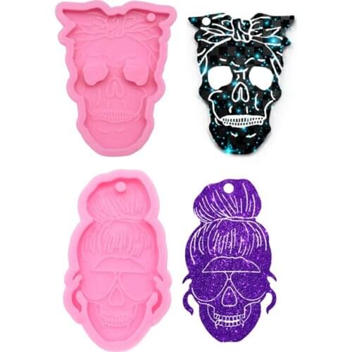 Skull Men Women Style Keychain Epoxy Resin Mold Earrings Pendants Silicone Mould