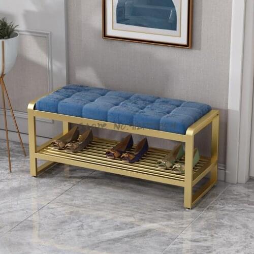 Nordic Light Luxury Shoe Changing Stool Bed End Stool Bedroom Fabric Long Sofa Clothing Store Shoe Store Net Red Shoe Test Stool