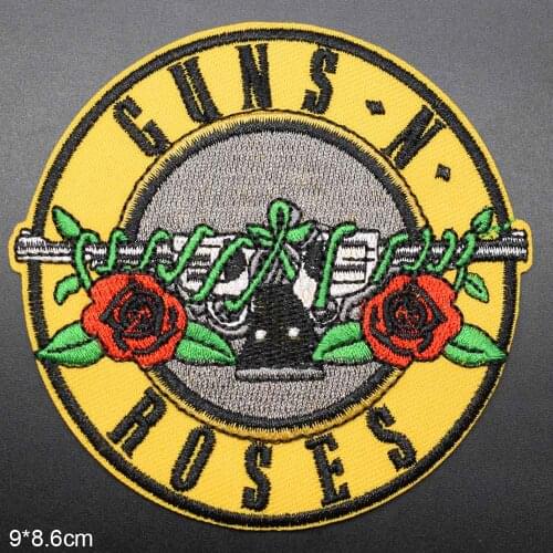 Gun Rose Iron On Embroidered Clothes Patches For Clothing Music Band Stickers Garment