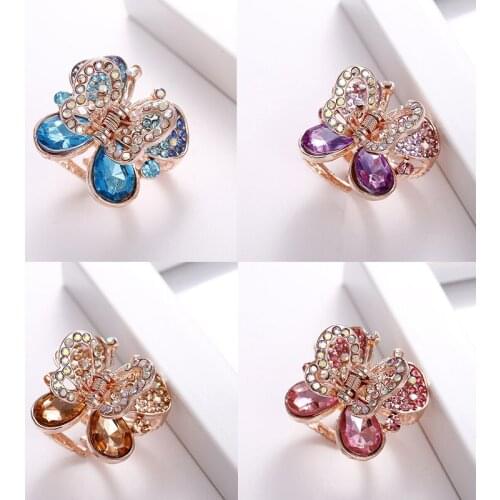 Butterfly Rhinestone Hair Claws Hairpin Clips for Women Girls Barrette Headwear Wedding Hair Accessories Jewelry Gift Headpiece