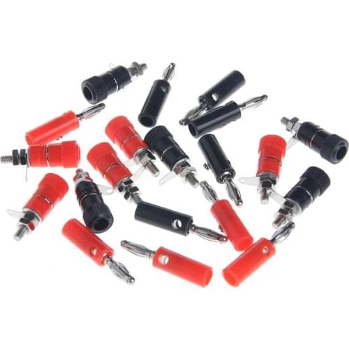 10 Pairs Black Red 4mm Binding Post Speaker Terminal Banana Plug Socket Jack Connectors