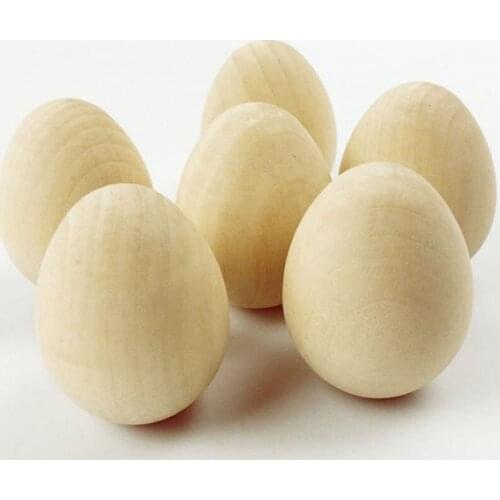 100pcs Natural Wood Craft Oval Egg Ball DIY Gift for Kids Christmas and Easter Party Decoration Painting 6*4.3cm ZA6027