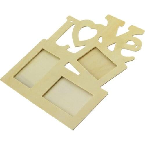 2pcs Lovely Hollow Love Wooden Family Photo Picture Frame Rahmen White Base Art Home Decor