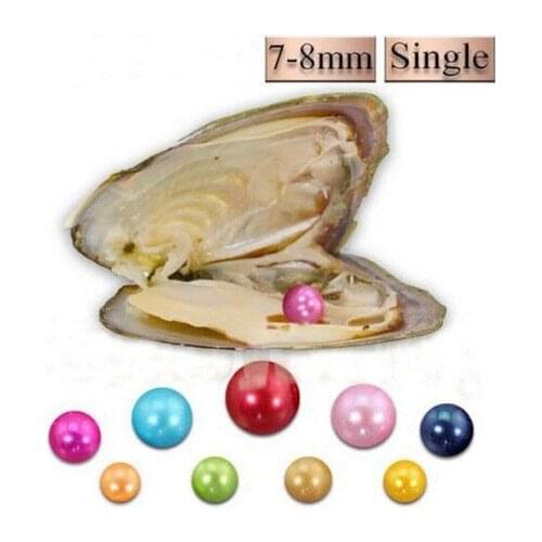 20pcs 7-8MM Mixed Colors Round Pearl Oyster Individually Wrapped Freshwater Oysters with Large Pearls-Birthday Gift ABH765