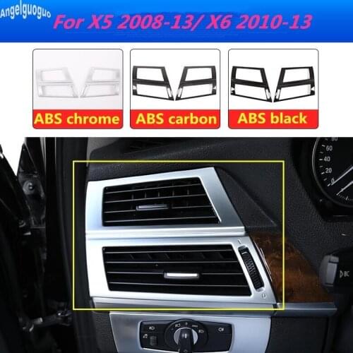 ABS Carbon Fiber/chrome For BMW X6 2010-13 X5 E70 E71 Car Console Panel Air outlet Conditioner Outlet Decoration Vent Trim Cover