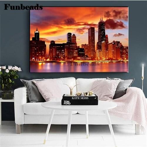 New york cityscape building 5D Diy Diamond Painting Full Square city night Pattern Daimond Embroidery, of Rhinestones Arts FF917