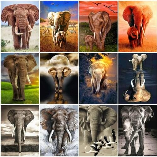 AZQSD Diamond Embroidery Elephant Mosaic Full Square Diamond Painting Animal Cross Stitch Rhinestones Handicraft Home Decor