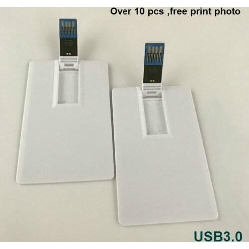 White credit card usb sticks custom photo print company logo name gift 4-32GB usb 3.0 flash pen drive (over 10pcs free logo)
