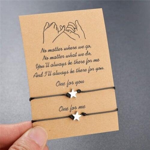 2pcs/set Couple Bracelet DIY Hand-woven Friendship Star Heart-shaped Bracelet Beaded Bracelet Women Men Lucky Wish Jewelry