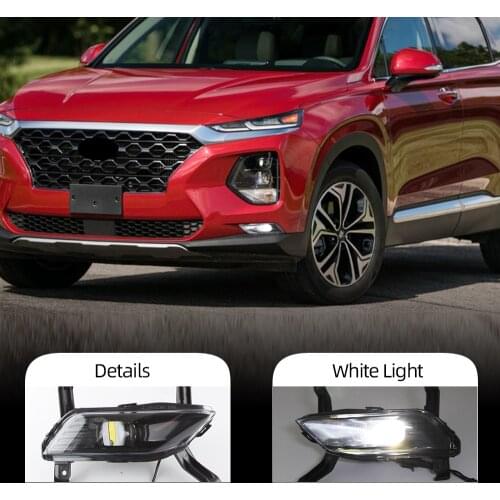 CSCSNL 2PCS For Hyundai Santa Fe SantaFe 2019 2020 LED Daytime Running Light DRL Fog Lamp Day Light Foglights