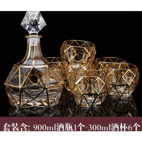 Home Bar Glass Sets Wine Decanter Holder Glass Bottle Bar Sets 6 Shot Glass Dispenser Kieliszek Do Wina Whiskey Decanter BD50BS