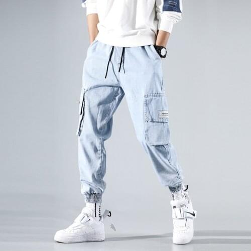 Hot Selling Jeans Mens Korean Fashion Student Capri Pants Loose Harem Beam Hip Hop Pants Men Designer Jeans for Men Streetwear