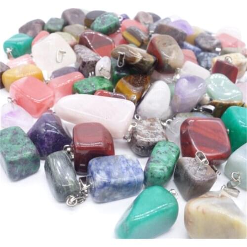 Julie Wang 10PCS Natural Irregular Stone Charms Random Mixed Small Pendant Women Necklace Bracelet Jewelry Making Accessory