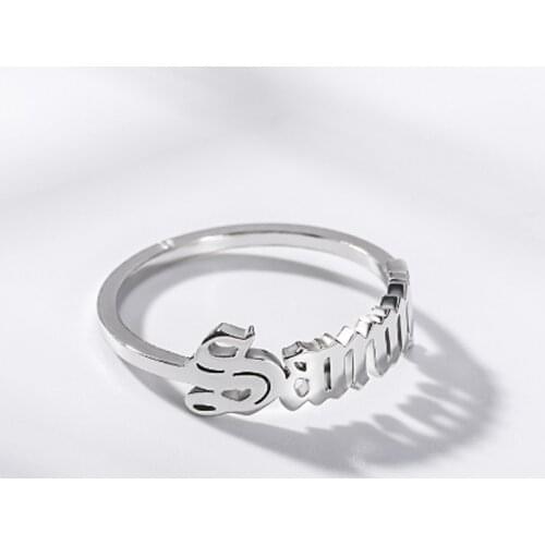 Gothic Punk Style Old English Name Number Rings For Women Men Stainless Steel Anel Jewelry Couple Anniversary Christmas Gifts