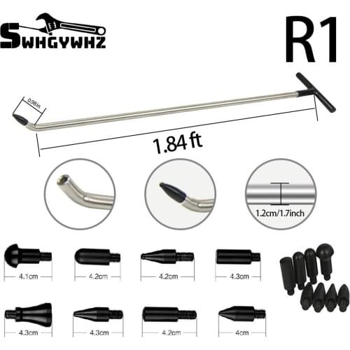 Paintless Dent Repair Tools Dent Removal Rods Tools Dent Repair Kit Rod Whale Tail tap down with Replaceable Top