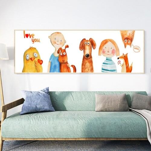 Bear Fox Rabbit Canvas Painting wall Art Poster Print Cartoon Woodland Animal Kid nursery Room Decor Modern Home Wall Picture