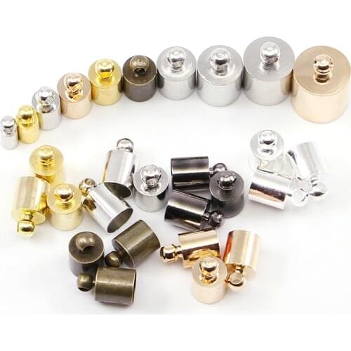 50pcs 3-10mm Tassel Leather Cord End Crimp Caps Beads End Tip Cap For DIY Necklace Jewelry Making Findings Accessories Wholesale