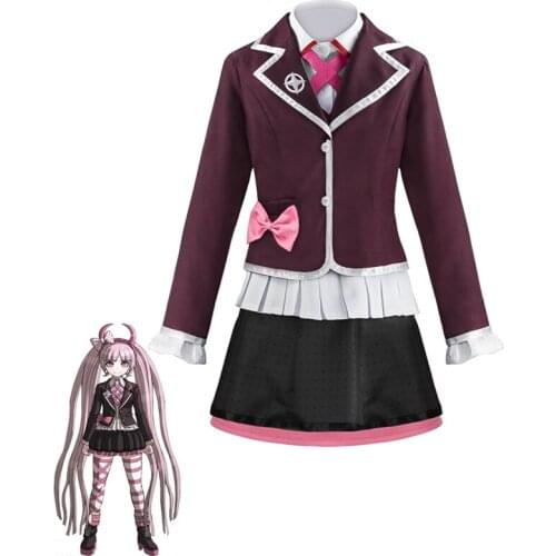 Danganronpa Utsugi Kotoko Full Cosplay Costumes Including Pink Wig Demon Headdress