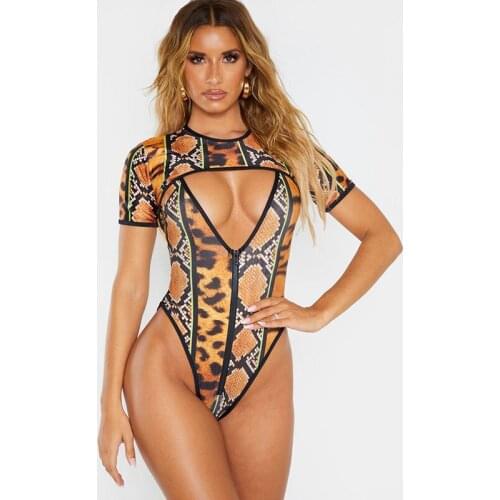 2020 New Style One-piece Swimming Suit Two-Piece Set Plus-sized Fat Zipper Europe America Bikini One-piece Swimwear /30