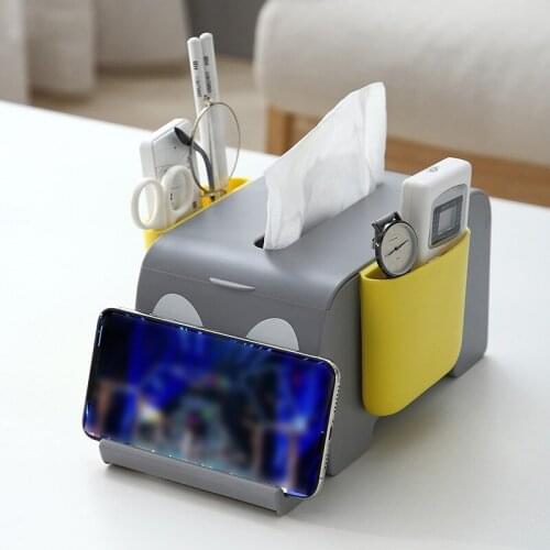 Multifunctional Tissue Box Elephant Shape Desktop Paper Holder With Mobile Phone Holder Rack Remote Control Storage Box For Home