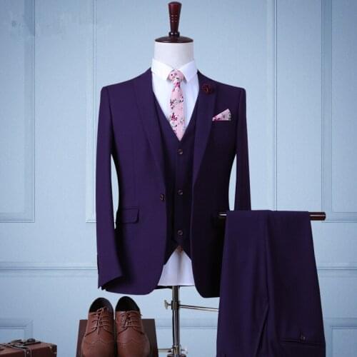 18 Styles Suits Mens Spring and Autumn Slim Fit Jacket+Pants+Vest+Shirt+Tie+Bow Sets Male Wedding Suits Grey Blazer