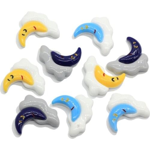 New Kawaii Cloud Resin Flatback Cabochons Very Cute Happy Face Sun Moon Crafts On The Cloud Hair Bow Center