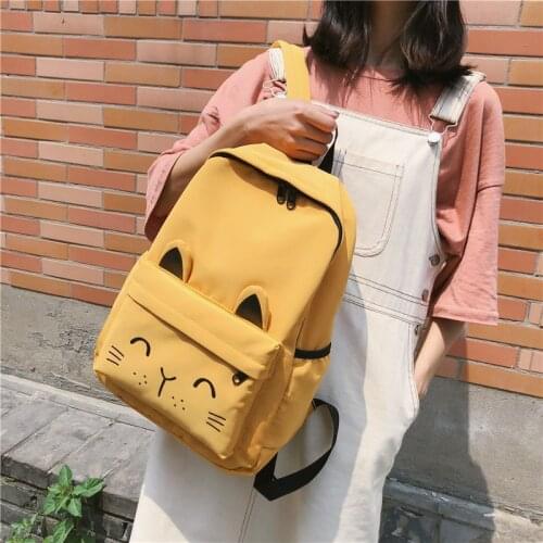 New Japan Style Cute Cartoon Cat Ears Backpack Women Waterproof Nylon Backpack For Teen Girl Casual Shoulder Bag Travel Bookbags