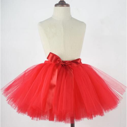 Solid Red Baby Girls Tutu Skirt Baby Birthday Party Tutus Girl Tulle Skirt For School Kids Performance Dance Costume Newborn-12Y