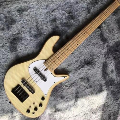 Custom 5 Strings Bass Guitar with 9V Active Pickups in Natural