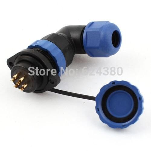 Right Angle Waterproof Aviation Connector SD20 20mm 7 Pin Plastic Female Male Wire Cable Flange Plug Socket Elbow IP68 Discount