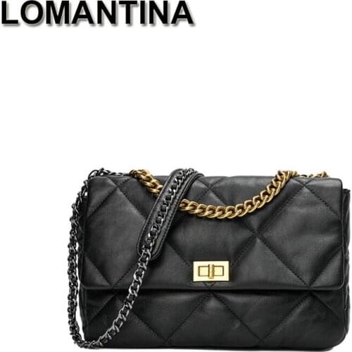 LOMANTINA Lambskin Real Leather Luxury Handbag Women Famous Brands High Quality Stylish Fashionable Chain Shoulder Bag Lady Tote