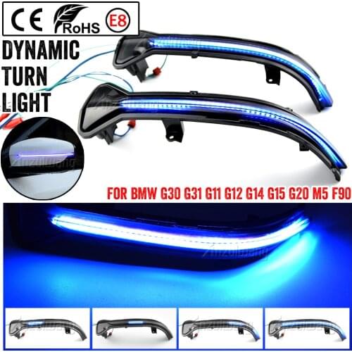 Blue Dynamic LED Turn Signal Light Blinker For BMW G38 G12 G20 G30 G31 G32 G14 G15 G16 G11 G12 M5 F90 5 6 7 8 3 Series 2016 2019