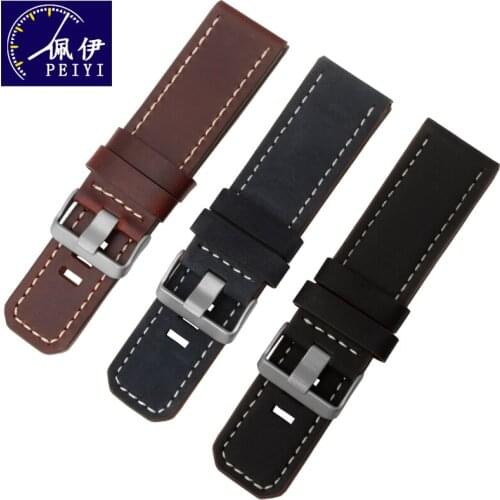 PEIYI replacement leather watchband for Garmin Fenix 3 26mm black brown genuine leather strap with tools and connecting rod