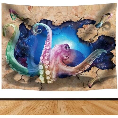 Stylish new 3D broken wall octopus Elephant tapestry wall blanket Big Shark Animal Background Cloth Beach Towel Home decoration