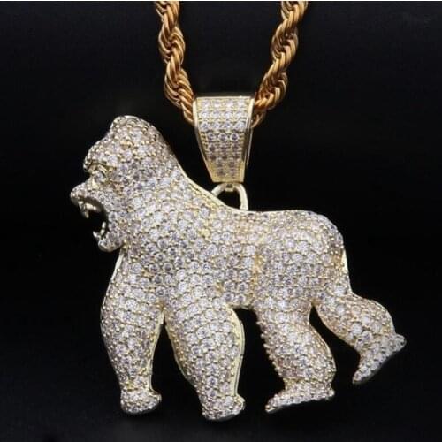 Hight Quality Classic Fashion Animal Gorilla Necklace High Quality Metal Pendant Necklace Jewelry Gift
