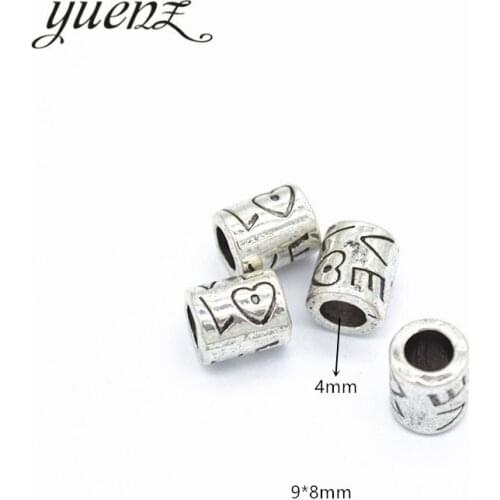 YuenZ 10pcs Antique Silver Color love big hole Beads Spacers Beads Fit European Charm Jewelry Accessories DIY Findings R71