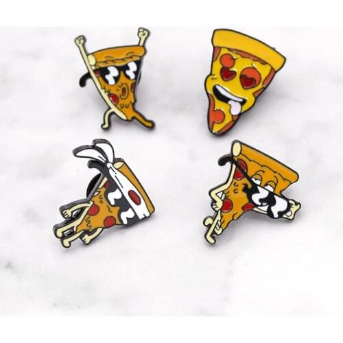 Fun Cartoon Creative Pizza Brooch Bushido Japanese Funny Funny Expression Badge Denim Jacket Lapel Jewelry Gift