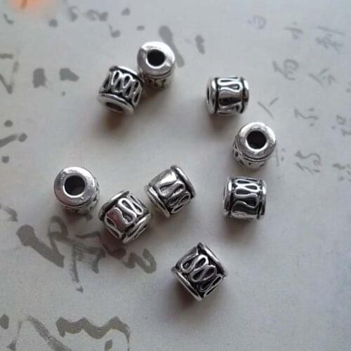 100pcs/lot Buddhism Ornament Metal Barrel Spacer Beads 3.5mm 5mm Bracelet Necklace Handmade Charms Materials DIY Jewelry Making