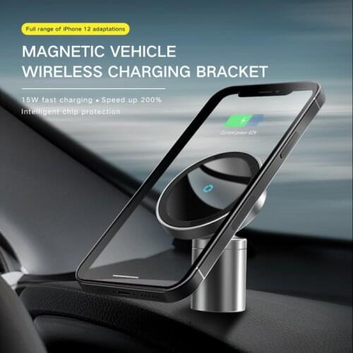 15W Magnetic Wireless Charger Smart Phone Holder For Magsafing Iphone12 Pro Max Mini Car Wireless Chargers Fast Charging Station