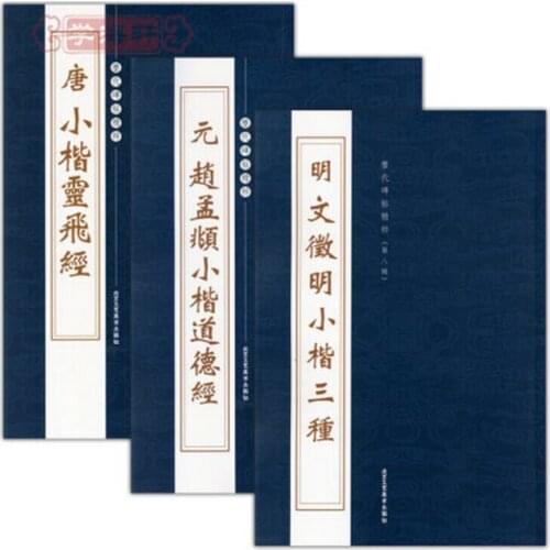 3 pcs/set, Pen pencil Chinese Calligraphy brush Practice Book Zhao Mengfu lingfeijing Tao TeChing small regular script copybook