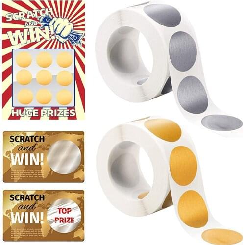 300pcs 1 Inch Round Scratch-Off Stickers Self-Adhesive Peel and Stick DIY Circle Labels for Wedding Games Promotions Party