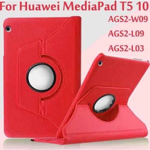 360 Degree Rotating Skin Cover Case For Huawei MediaPad T5 10 AGS2-W09 AGS2-L09 AGS2-L03 10.1'' Tablet Funda Coque