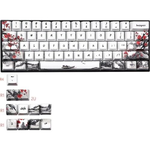 71 Keys Wangjiang Plum Blossom Keycap Dye Sublimation OEM Mechanical Keyboard Keycap For GH60 XD64 DZ60 GK61 GK64
