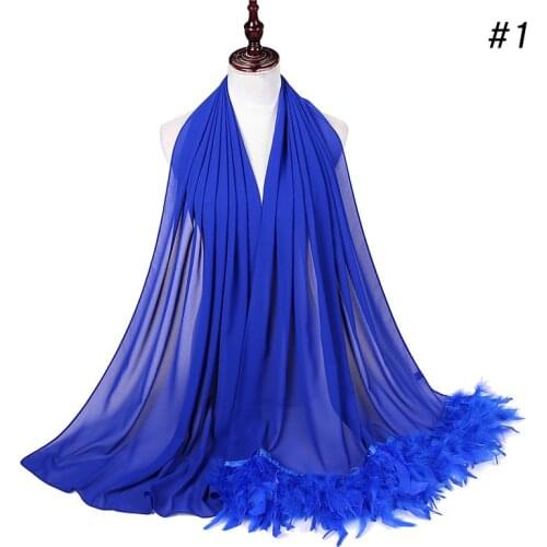 72*175CM New Solid Color Chiffon with Feather Ladies Fashion Scarf Can Be Capped Shawl Head Wrap for Women Chiffon Hijab