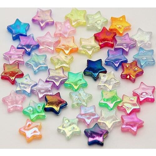 80PCS Acrylic 11mm Pentagram Straight Hole Plating AB Color Symphony Loose Beads DIY Bracelet Beaded Bag